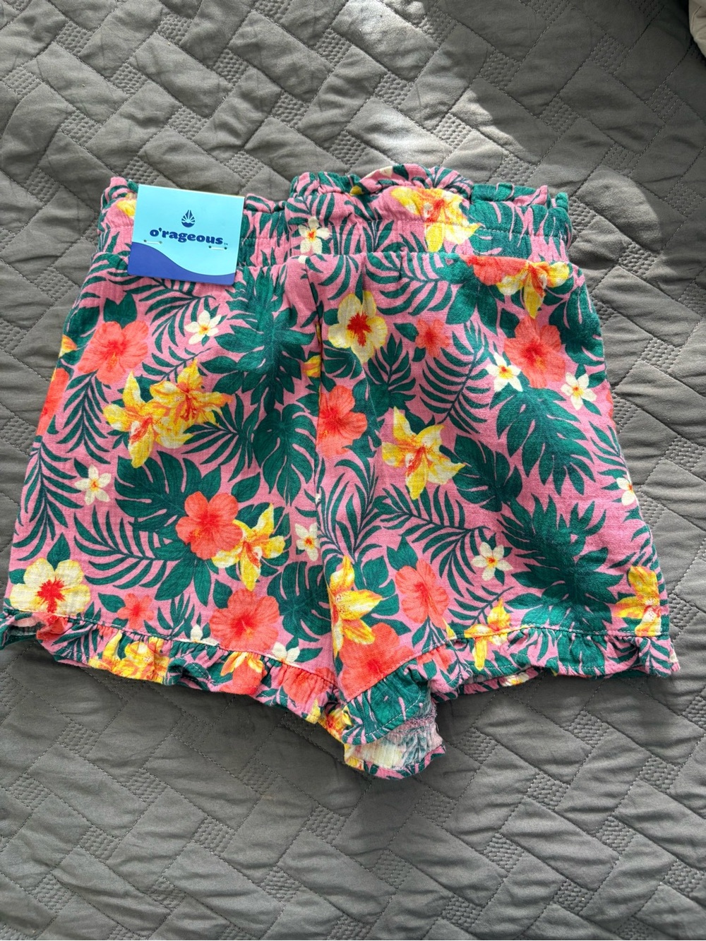 o·rageous Pink Tropical Floral High-Waist Women's Shorts